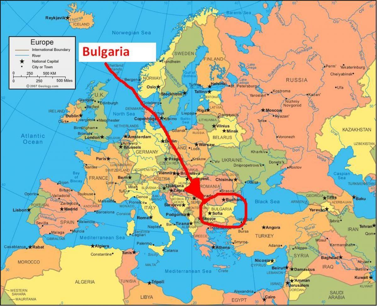 karta Bugarske okolnih zemalja