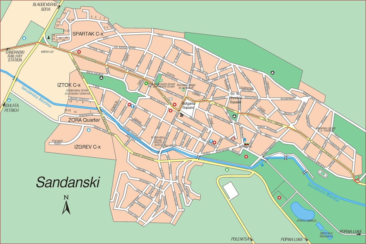 karta Sandanski Bugarska