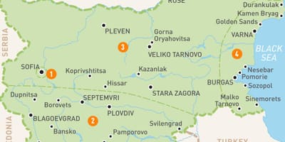 Regije u Bugarskoj na karti